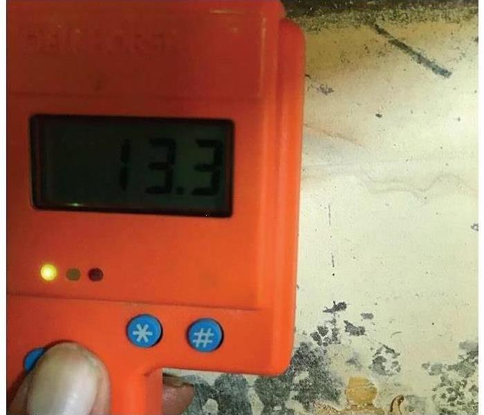 Moisture readings after suffering water damage due to a leaking pipe
