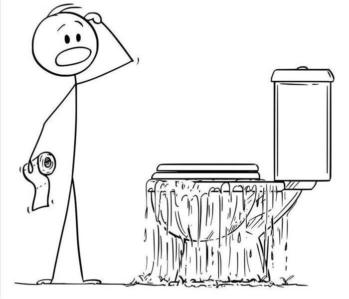 Image of cartoon of a flowing toilet